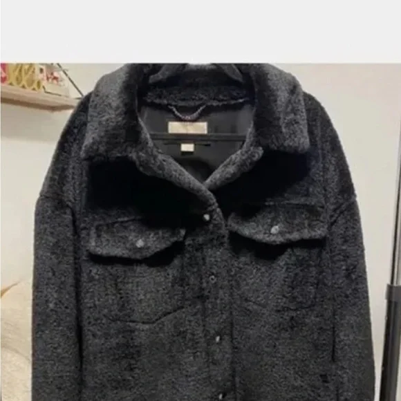 Michael Kors Women's Plus Size Faux-Shearling Shirt Jacket, Created for … - Picture 5 of 7